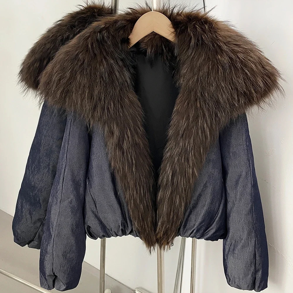 OFTBUY Large Natural Fox Raccoon Fur Parkas Female Outwear Short Puffer Coat Women 2026 New Thick 90% White Duck Down Jacket