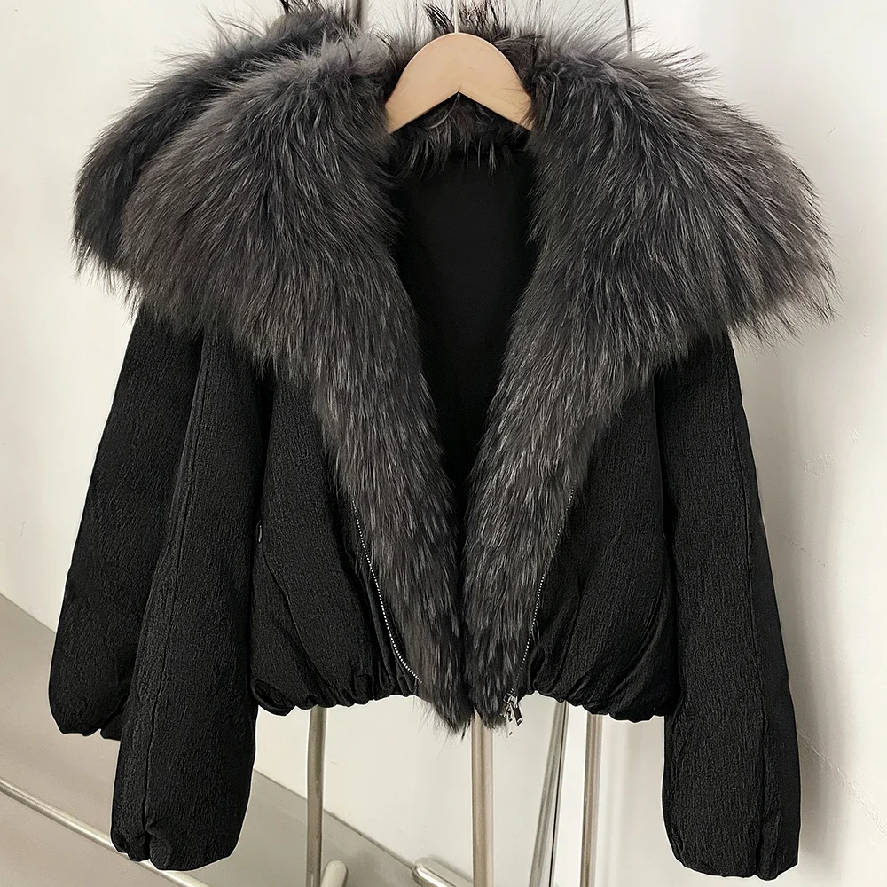 OFTBUY Large Natural Fox Raccoon Fur Parkas Female Outwear Short Puffer Coat Women 2026 New Thick 90% White Duck Down Jacket