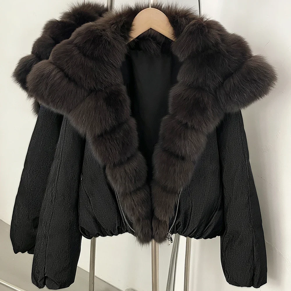 OFTBUY Large Natural Fox Raccoon Fur Parkas Female Outwear Short Puffer Coat Women 2026 New Thick 90% White Duck Down Jacket