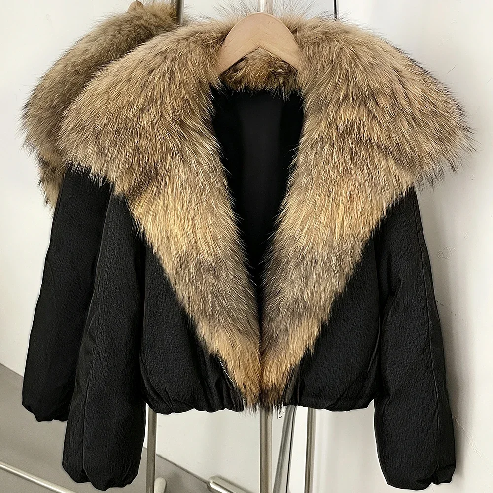OFTBUY Large Natural Fox Raccoon Fur Parkas Female Outwear Short Puffer Coat Women 2026 New Thick 90% White Duck Down Jacket