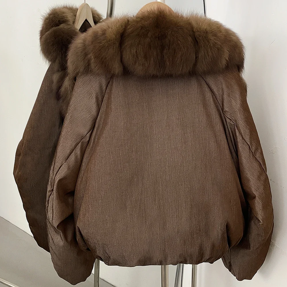 OFTBUY Large Natural Fox Raccoon Fur Parkas Female Outwear Short Puffer Coat Women 2026 New Thick 90% White Duck Down Jacket