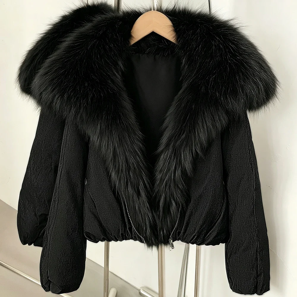 OFTBUY Large Natural Fox Raccoon Fur Parkas Female Outwear Short Puffer Coat Women 2026 New Thick 90% White Duck Down Jacket