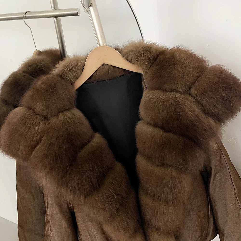 OFTBUY Large Natural Fox Raccoon Fur Parkas Female Outwear Short Puffer Coat Women 2026 New Thick 90% White Duck Down Jacket