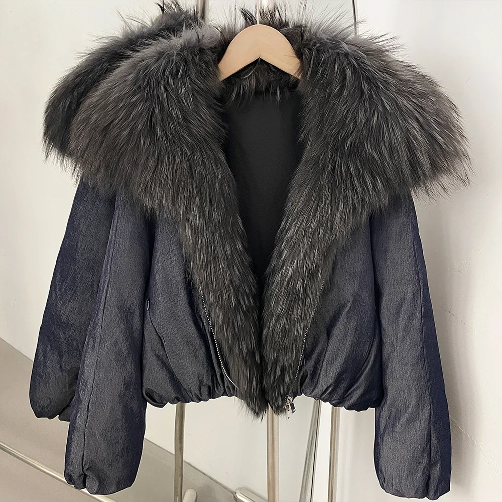 OFTBUY Large Natural Fox Raccoon Fur Parkas Female Outwear Short Puffer Coat Women 2026 New Thick 90% White Duck Down Jacket