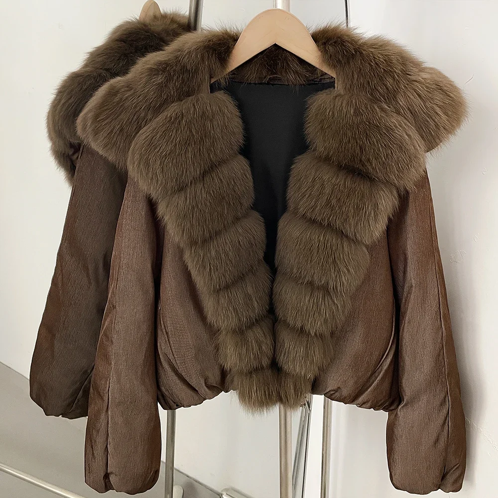 OFTBUY Large Natural Fox Raccoon Fur Parkas Female Outwear Short Puffer Coat Women 2026 New Thick 90% White Duck Down Jacket