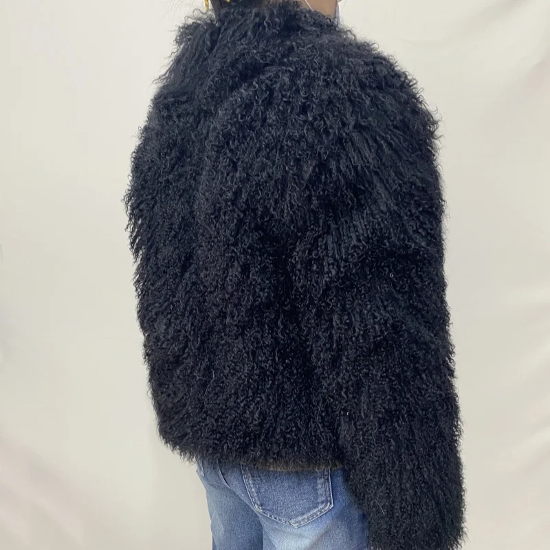 Mongolian Genuine Sheepskin Women's Winter High Quality Fashion Tibetan Sheepskin Jacket New Natural Sheepskin Stand Collar Coat