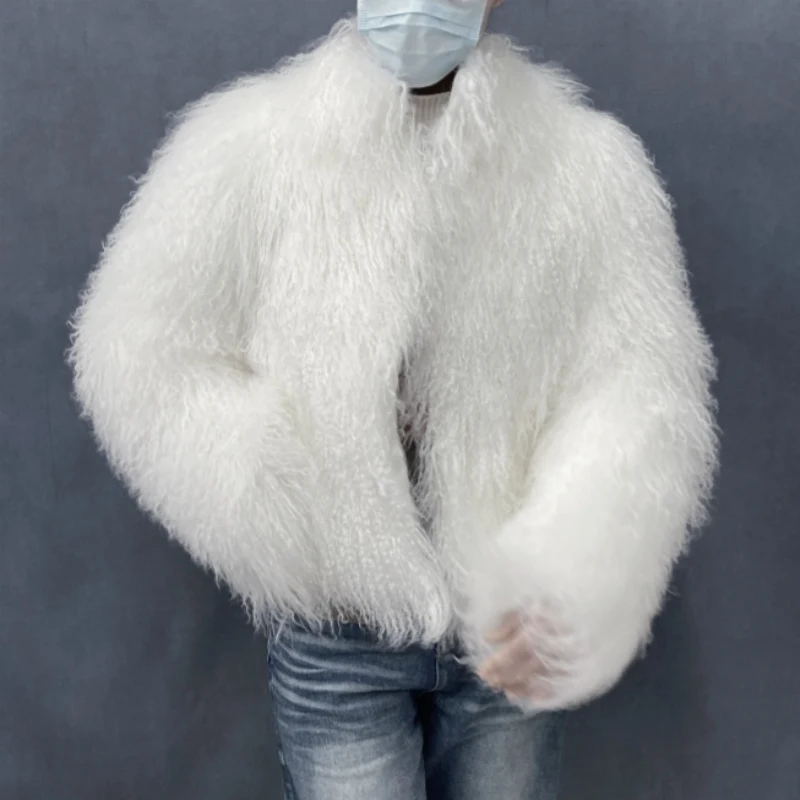 Mongolian Genuine Sheepskin Women's Winter High Quality Fashion Tibetan Sheepskin Jacket New Natural Sheepskin Stand Collar Coat