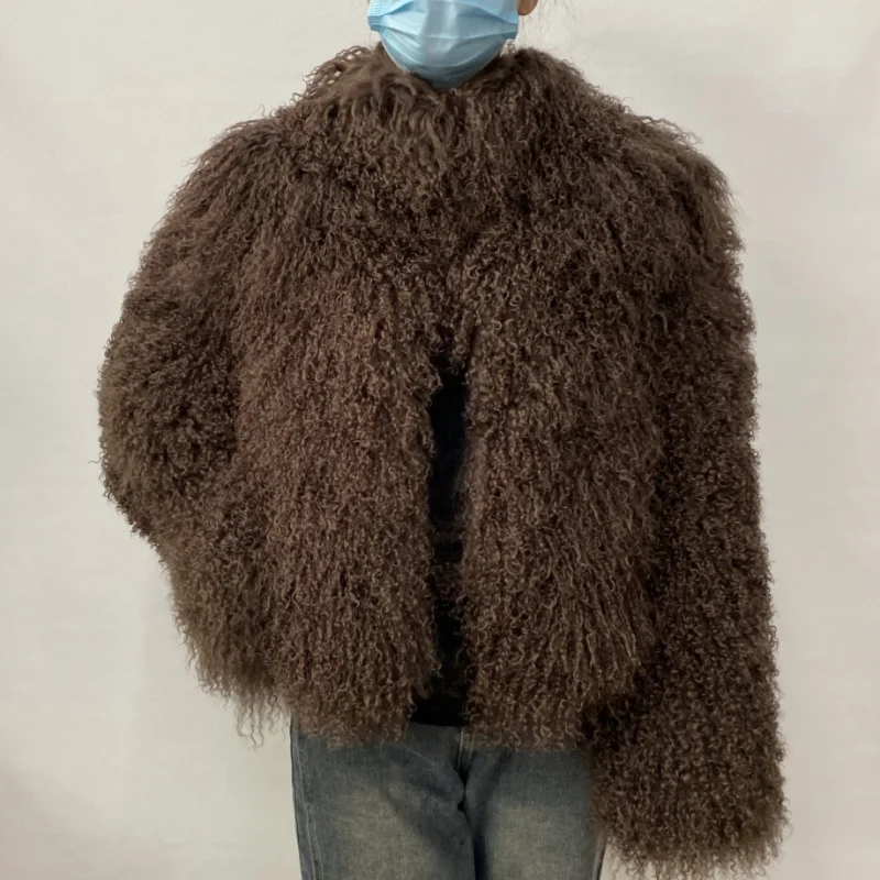 Mongolian Genuine Sheepskin Women's Winter High Quality Fashion Tibetan Sheepskin Jacket New Natural Sheepskin Stand Collar Coat