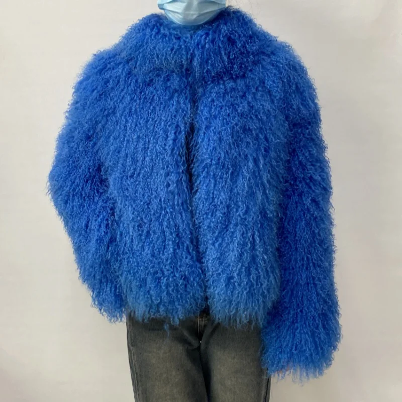 Mongolian Genuine Sheepskin Women's Winter High Quality Fashion Tibetan Sheepskin Jacket New Natural Sheepskin Stand Collar Coat
