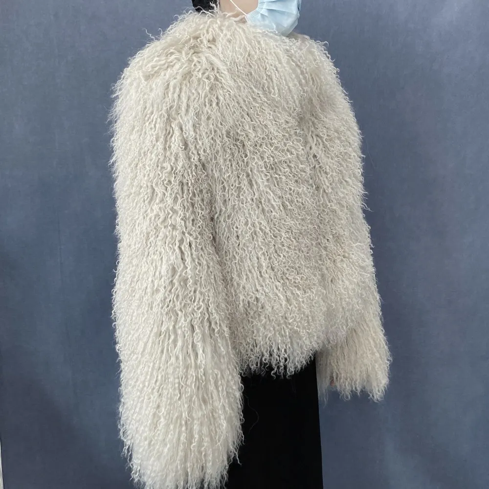Mongolian Genuine Sheepskin Women's Winter High Quality Fashion Tibetan Sheepskin Jacket New Natural Sheepskin Stand Collar Coat