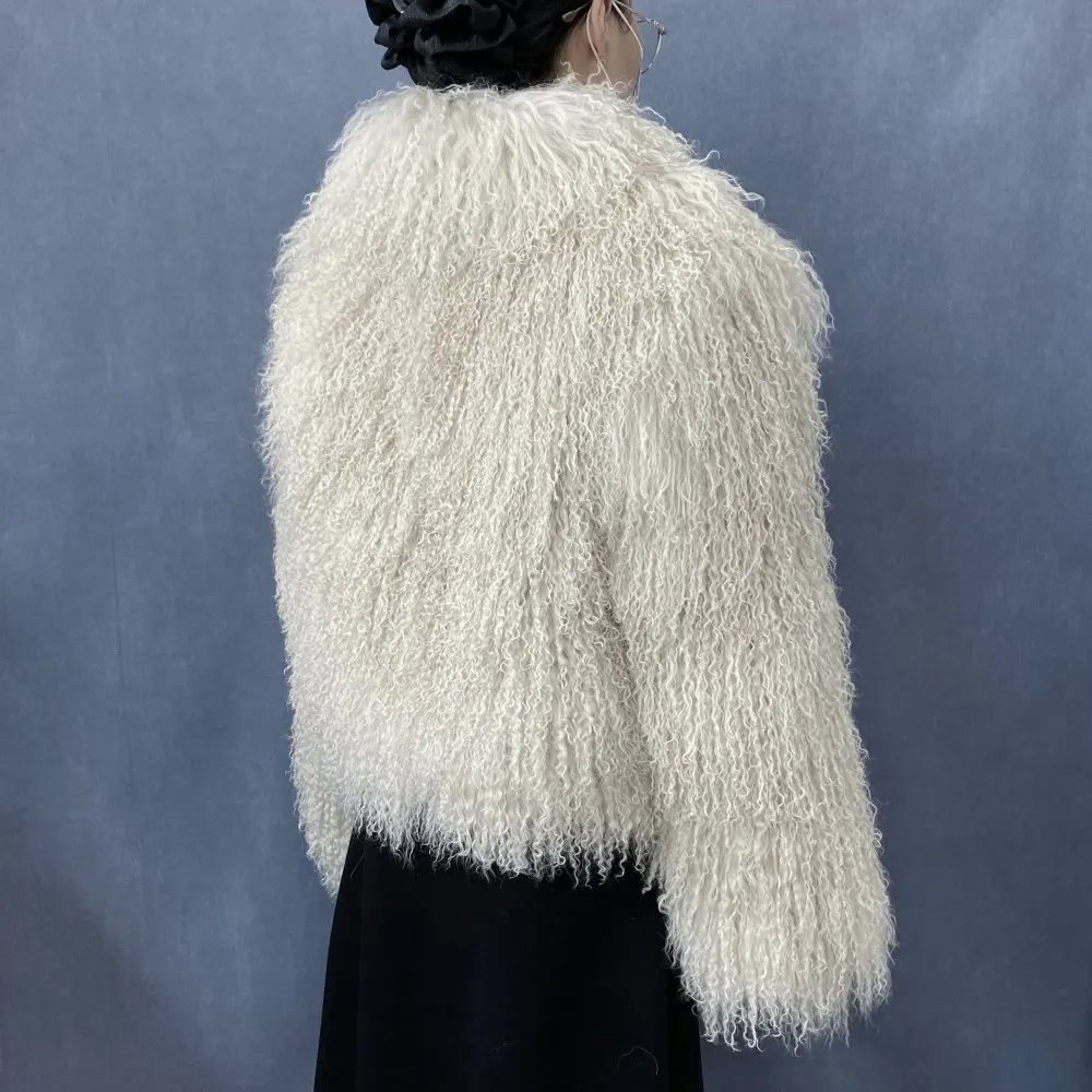 Mongolian Genuine Sheepskin Women's Winter High Quality Fashion Tibetan Sheepskin Jacket New Natural Sheepskin Stand Collar Coat