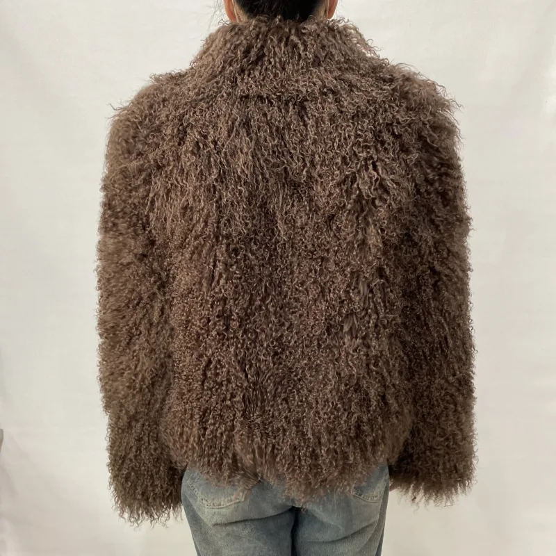 Mongolian Genuine Sheepskin Women's Winter High Quality Fashion Tibetan Sheepskin Jacket New Natural Sheepskin Stand Collar Coat
