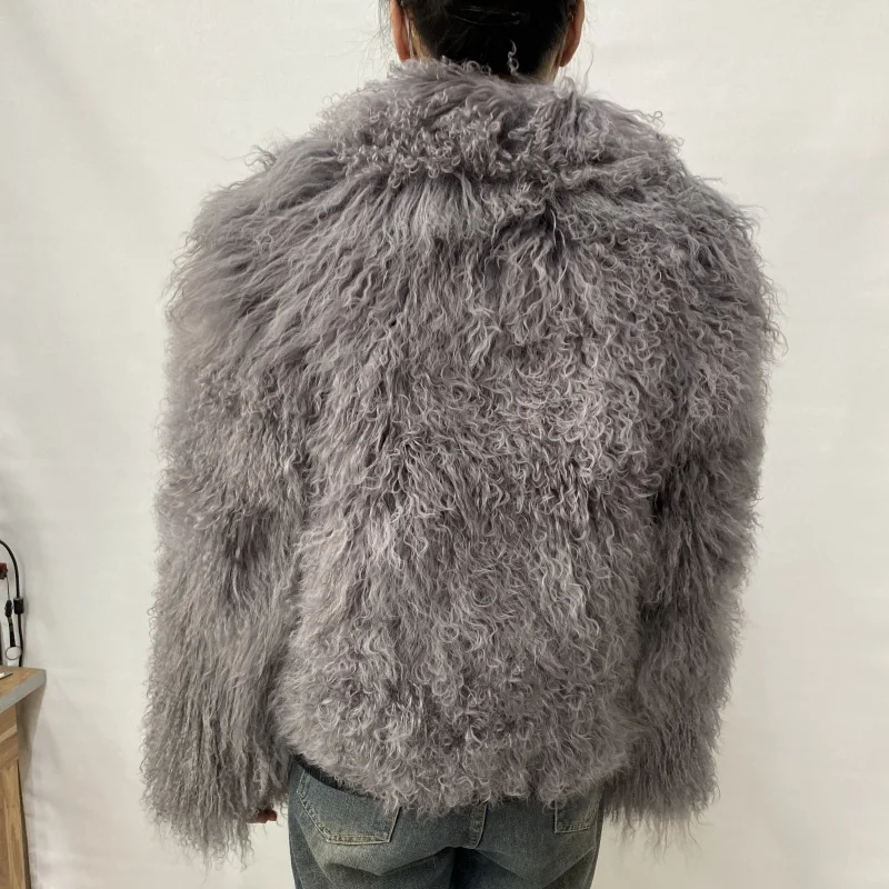 Mongolian Genuine Sheepskin Women's Winter High Quality Fashion Tibetan Sheepskin Jacket New Natural Sheepskin Stand Collar Coat