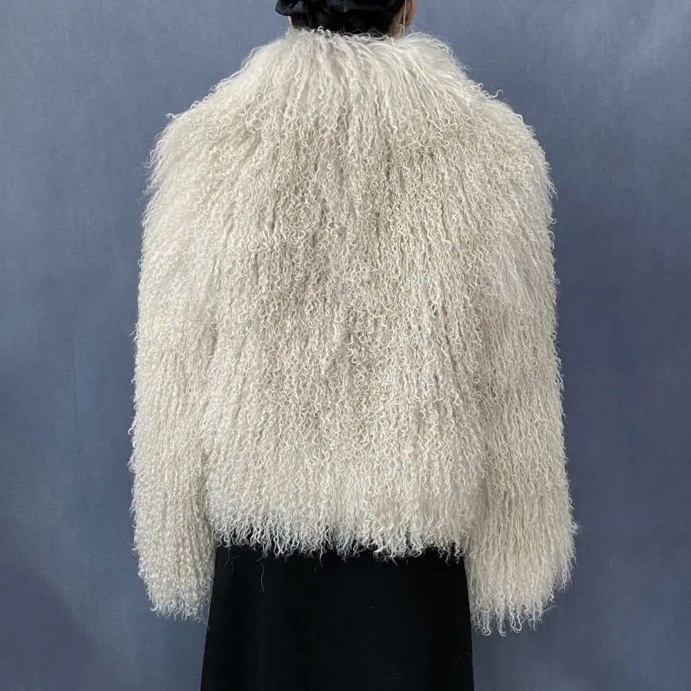 Mongolian Genuine Sheepskin Women's Winter High Quality Fashion Tibetan Sheepskin Jacket New Natural Sheepskin Stand Collar Coat