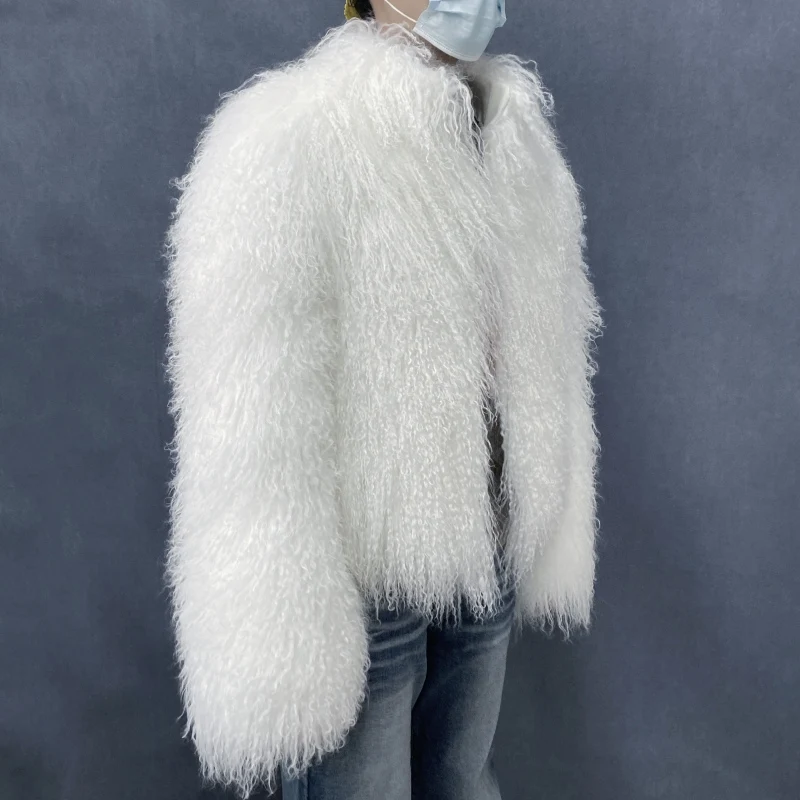 Mongolian Genuine Sheepskin Women's Winter High Quality Fashion Tibetan Sheepskin Jacket New Natural Sheepskin Stand Collar Coat