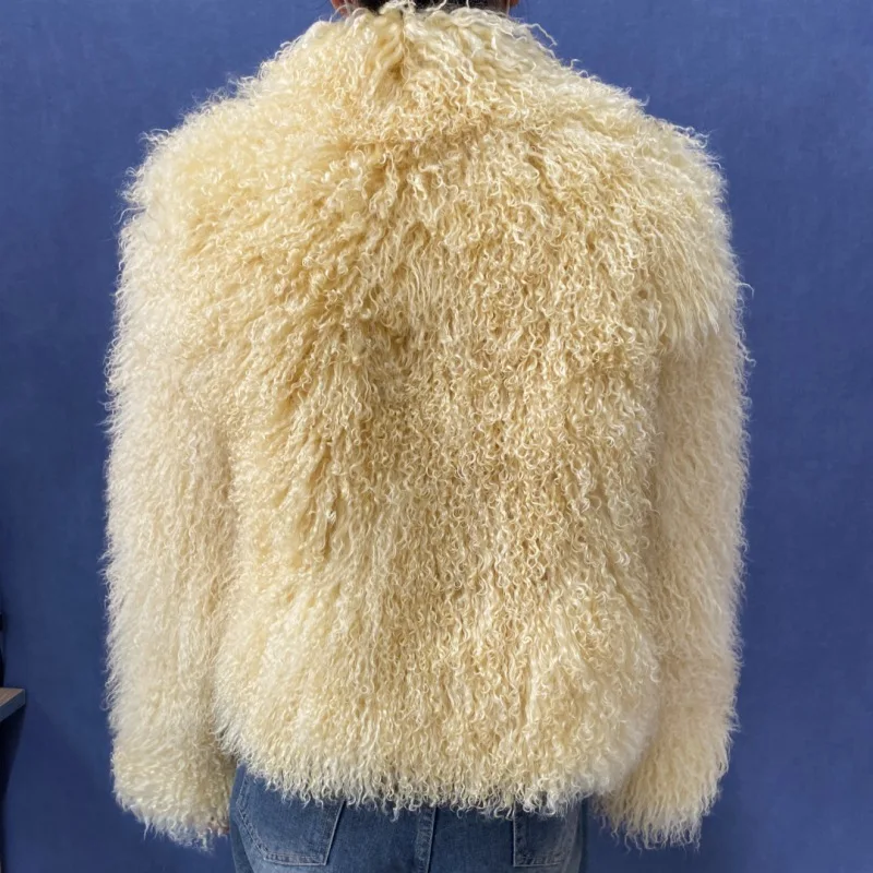 Mongolian Genuine Sheepskin Women's Winter High Quality Fashion Tibetan Sheepskin Jacket New Natural Sheepskin Stand Collar Coat