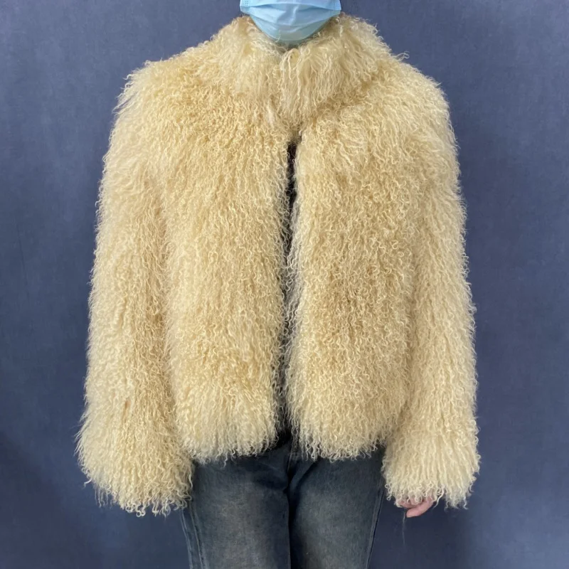 Mongolian Genuine Sheepskin Women's Winter High Quality Fashion Tibetan Sheepskin Jacket New Natural Sheepskin Stand Collar Coat