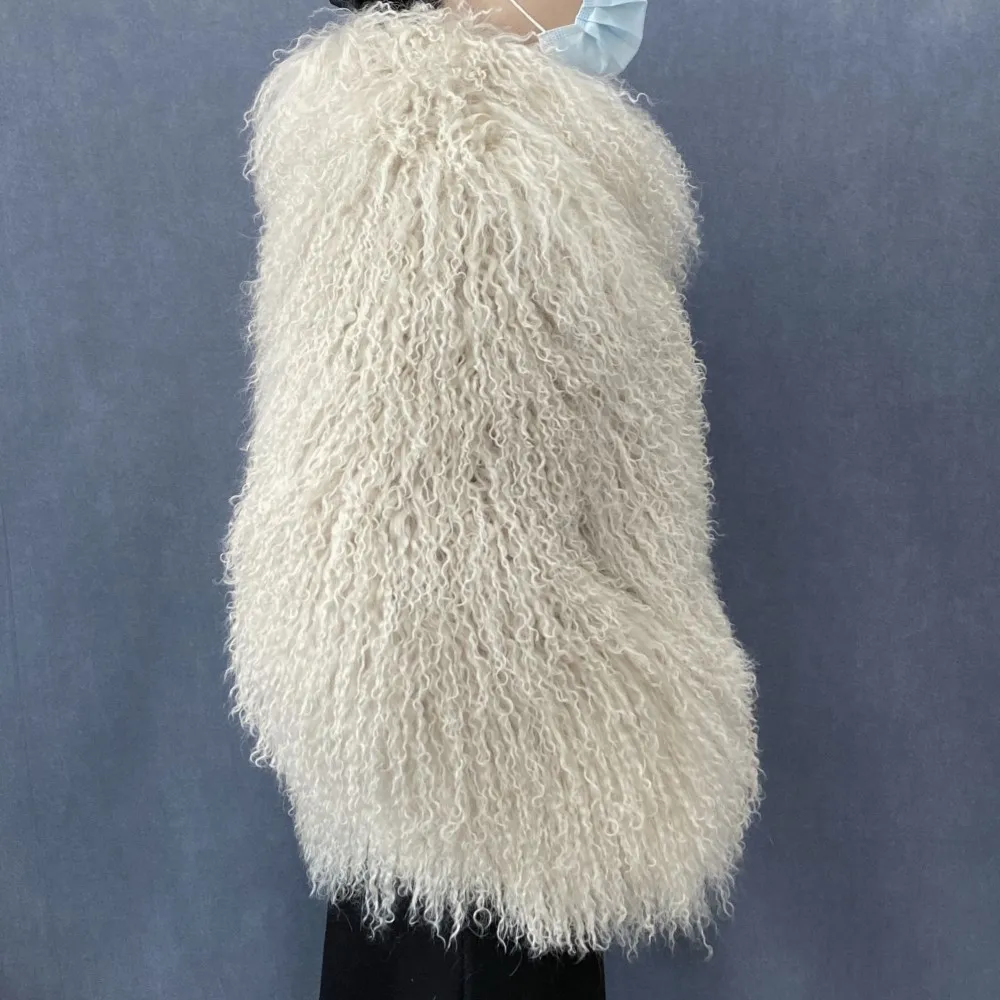 Mongolian Genuine Sheepskin Women's Winter High Quality Fashion Tibetan Sheepskin Jacket New Natural Sheepskin Stand Collar Coat