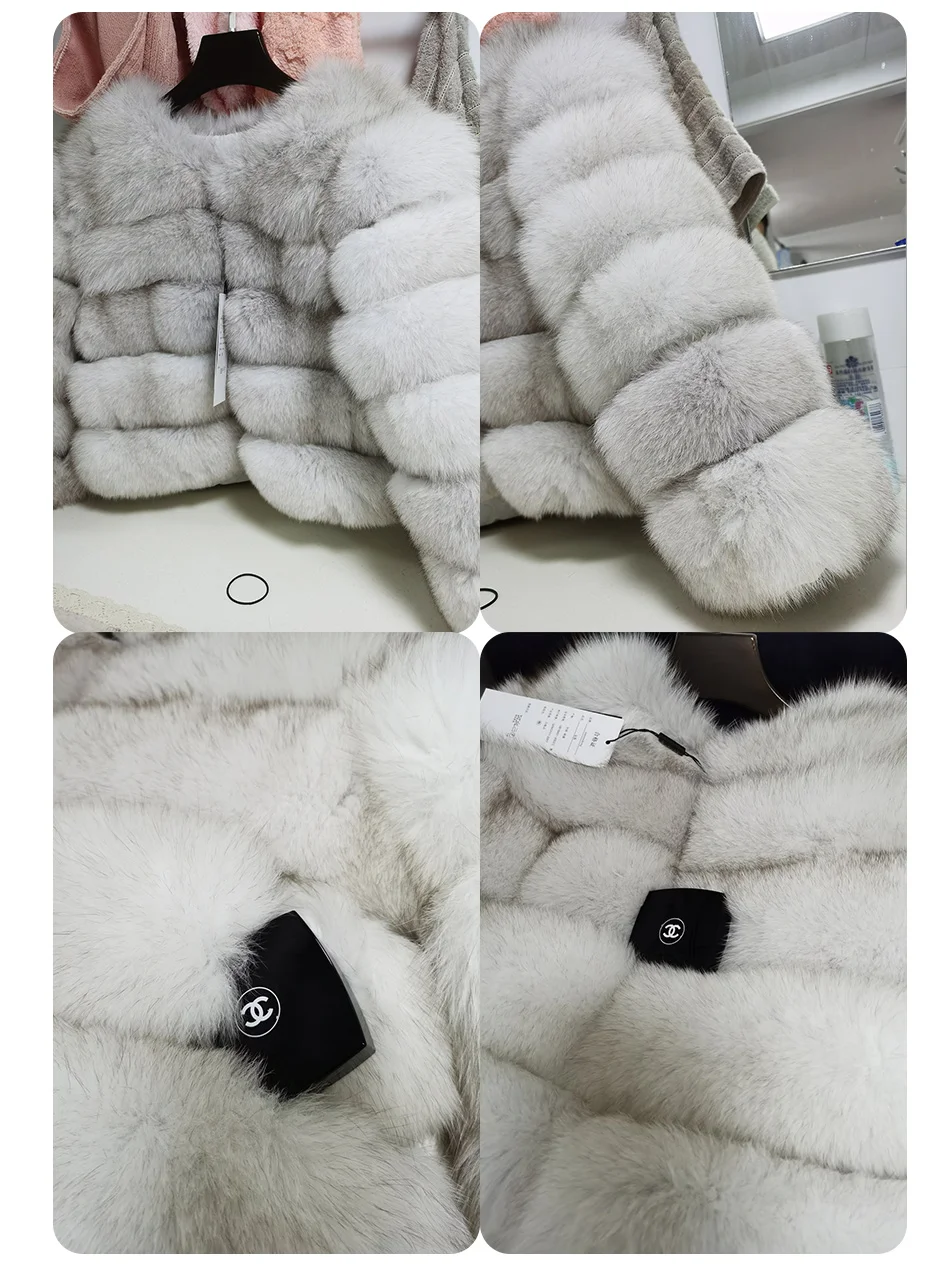 2025 MAOMAOKONG Natural Real Fox Fur Coat Women's Jackets Winter Furry Vest Luxury Beige Khaki Short Leather Female Clothing