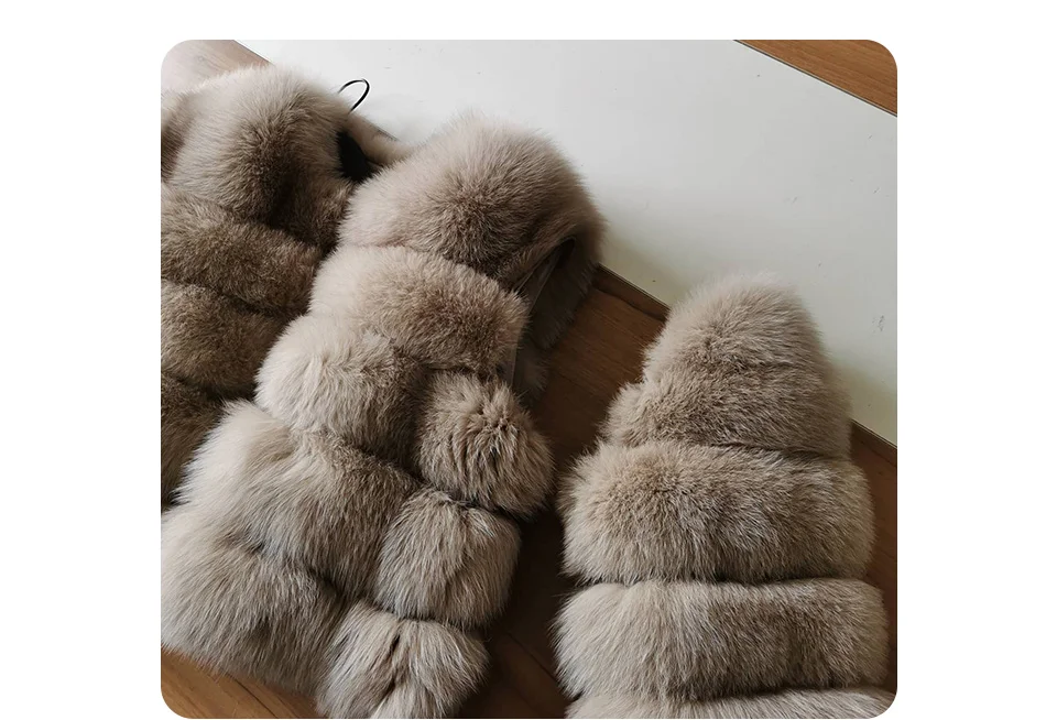 2025 MAOMAOKONG Natural Real Fox Fur Coat Women's Jackets Winter Furry Vest Luxury Beige Khaki Short Leather Female Clothing