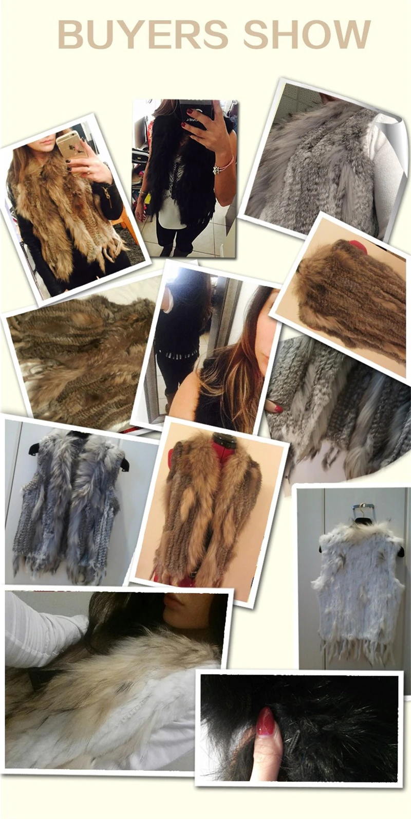 Women's Real Rabbit Fur Vest Knit Natural Leather Tassel Waistcoat Raccoon Fur Collar Winter Knitted Jacket Coat Wholesale