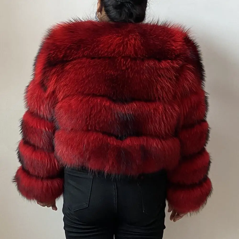 BBEIZIRU Women's Real Raccoon Fur Coat Winter Long Sleeve Natural Luxury Thick Warm Jacket for Fashionable Cold Weather