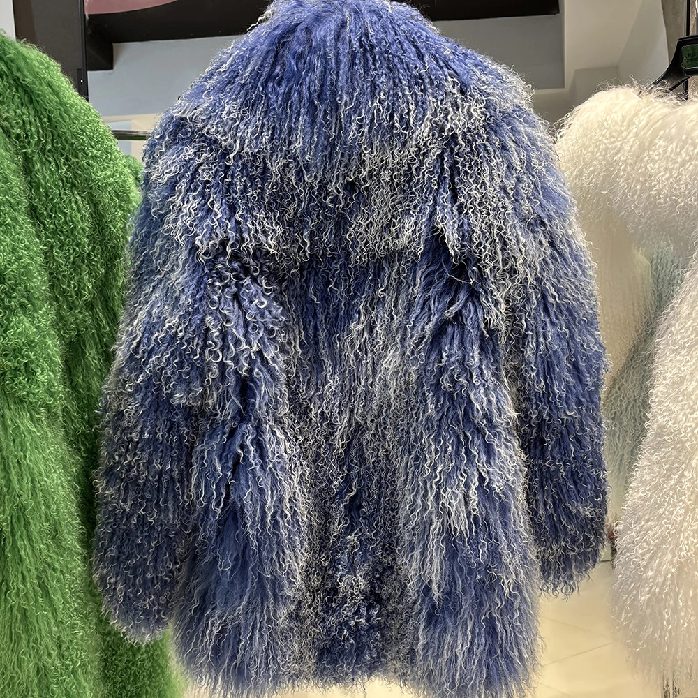 YOLOAgain White Mongolia Sheep Fur Jacket Women 2025 Winter Real Fur Jacket Coat