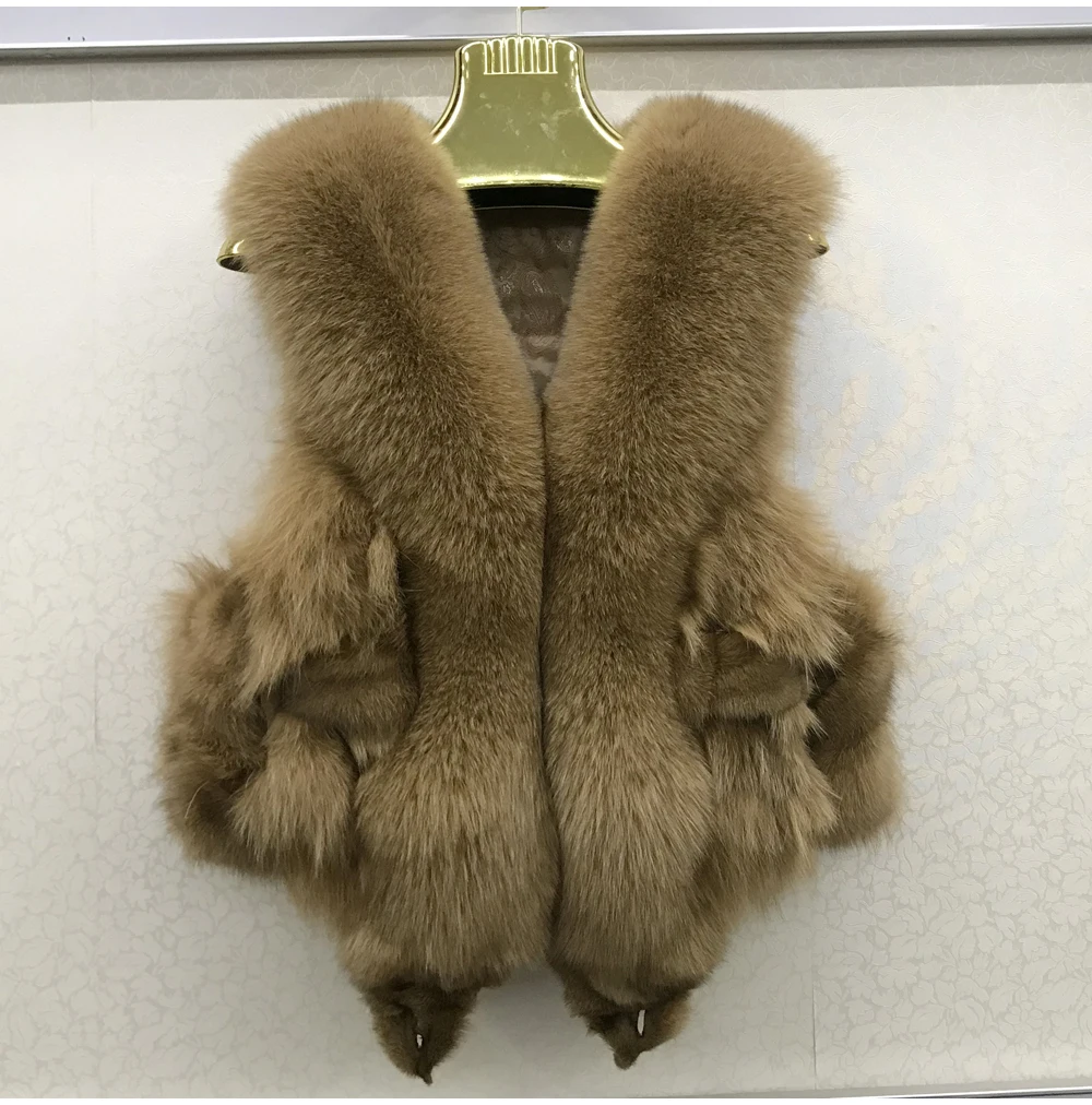 2026 Women Luxury 100% Genuine Real Fox Fur Vest Natural Soft Fox Fur Sleeveless Jacket New Lady Quality Warm Real Fox Fur Gilet