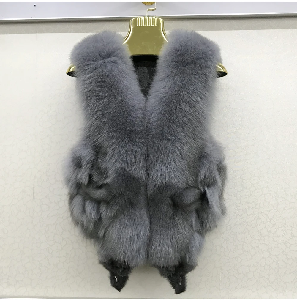 2026 Women Luxury 100% Genuine Real Fox Fur Vest Natural Soft Fox Fur Sleeveless Jacket New Lady Quality Warm Real Fox Fur Gilet