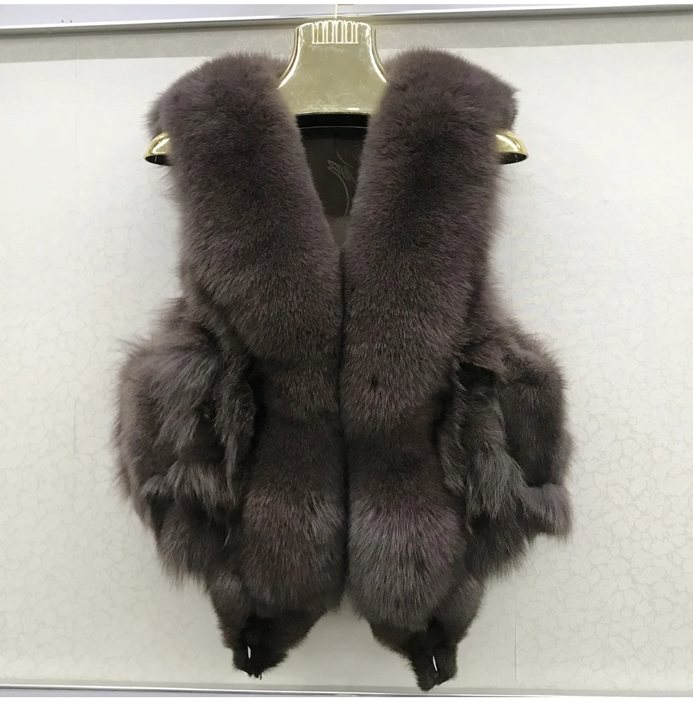 2026 Women Luxury 100% Genuine Real Fox Fur Vest Natural Soft Fox Fur Sleeveless Jacket New Lady Quality Warm Real Fox Fur Gilet