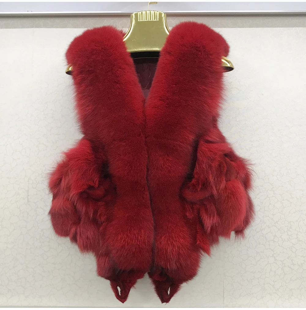 2026 Women Luxury 100% Genuine Real Fox Fur Vest Natural Soft Fox Fur Sleeveless Jacket New Lady Quality Warm Real Fox Fur Gilet