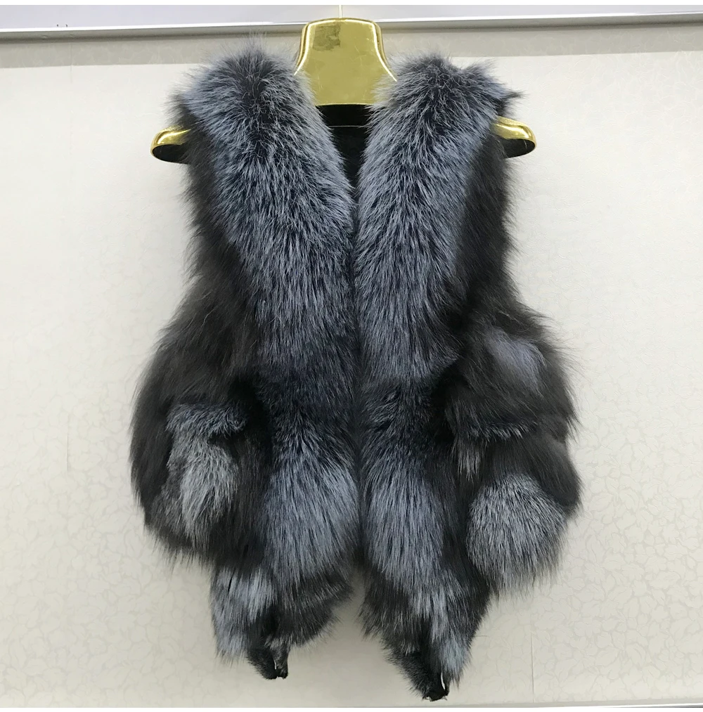2026 Women Luxury 100% Genuine Real Fox Fur Vest Natural Soft Fox Fur Sleeveless Jacket New Lady Quality Warm Real Fox Fur Gilet