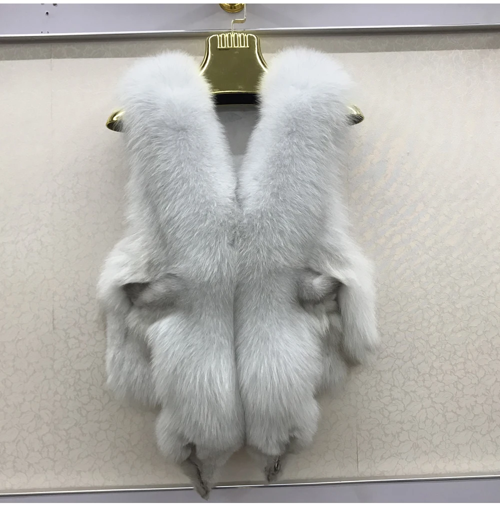2026 Women Luxury 100% Genuine Real Fox Fur Vest Natural Soft Fox Fur Sleeveless Jacket New Lady Quality Warm Real Fox Fur Gilet