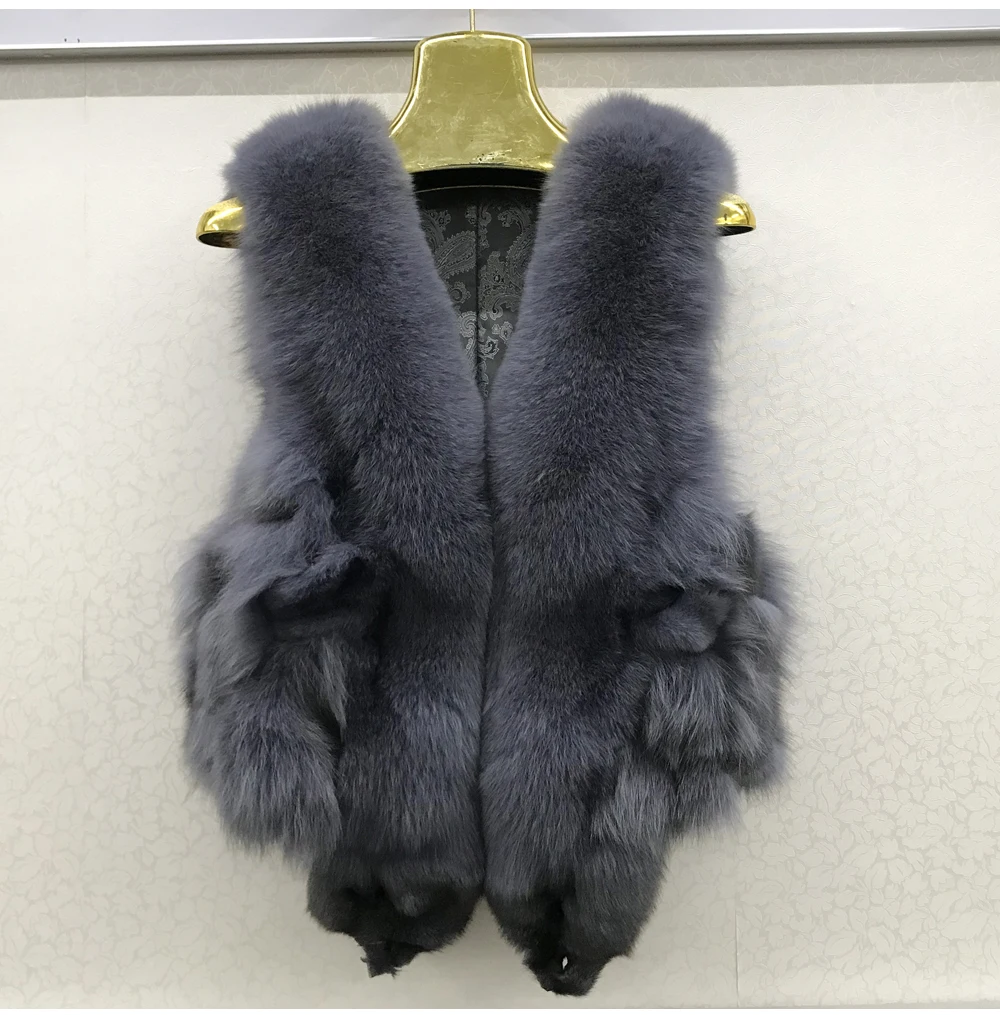 2026 Women Luxury 100% Genuine Real Fox Fur Vest Natural Soft Fox Fur Sleeveless Jacket New Lady Quality Warm Real Fox Fur Gilet