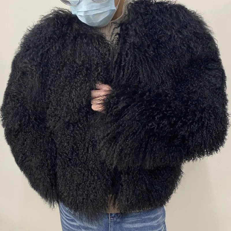 Natural Fur Coat Winter Mongolia Sheep for Women Genuine Sheeps Fur Jacket Women Jacket Real Fur Coats