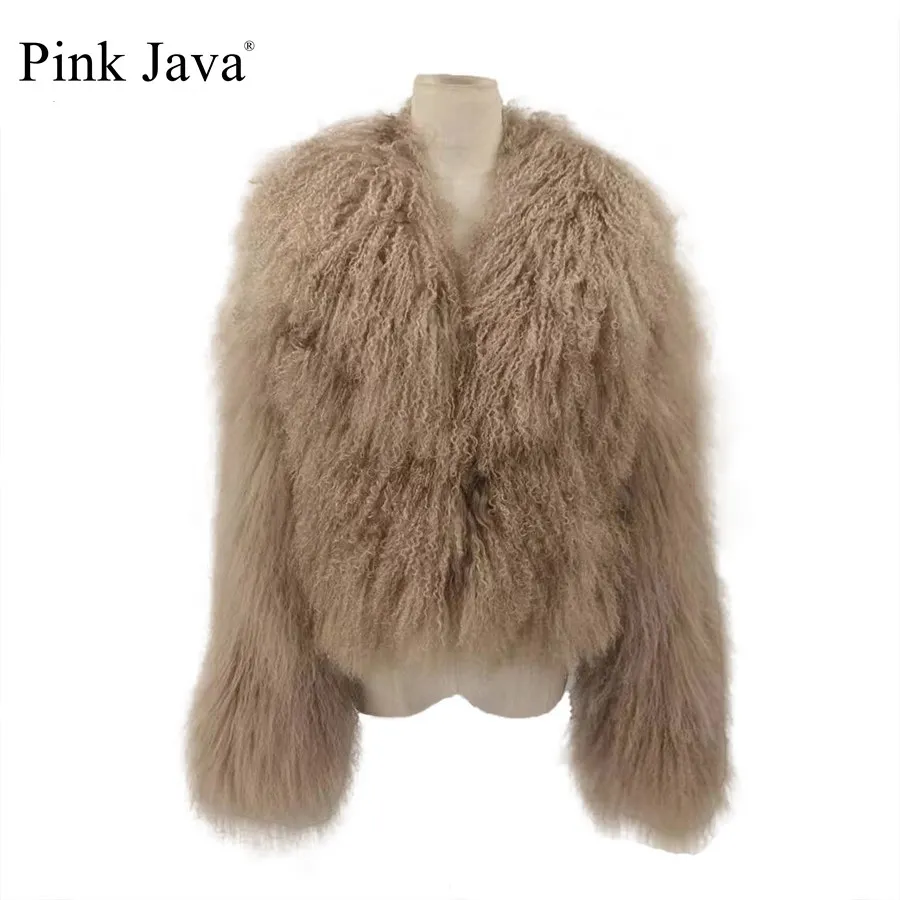 PINK JAVA QC23050 new arrival real mongolia sheep fur jackets women winter fur coat wholesale hot sale
