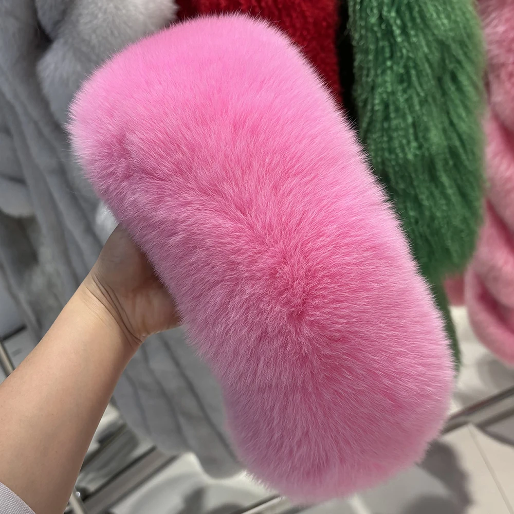 YOLOAgain Real Fox Fur Headband Women Lady Warm Soft Good Elastic Genuine Fox Fur Ring Scarves