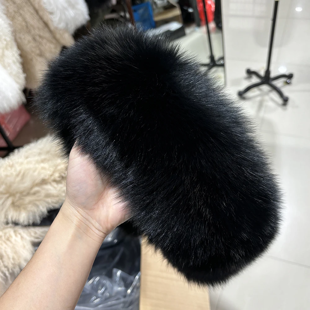 YOLOAgain Real Fox Fur Headband Women Lady Warm Soft Good Elastic Genuine Fox Fur Ring Scarves