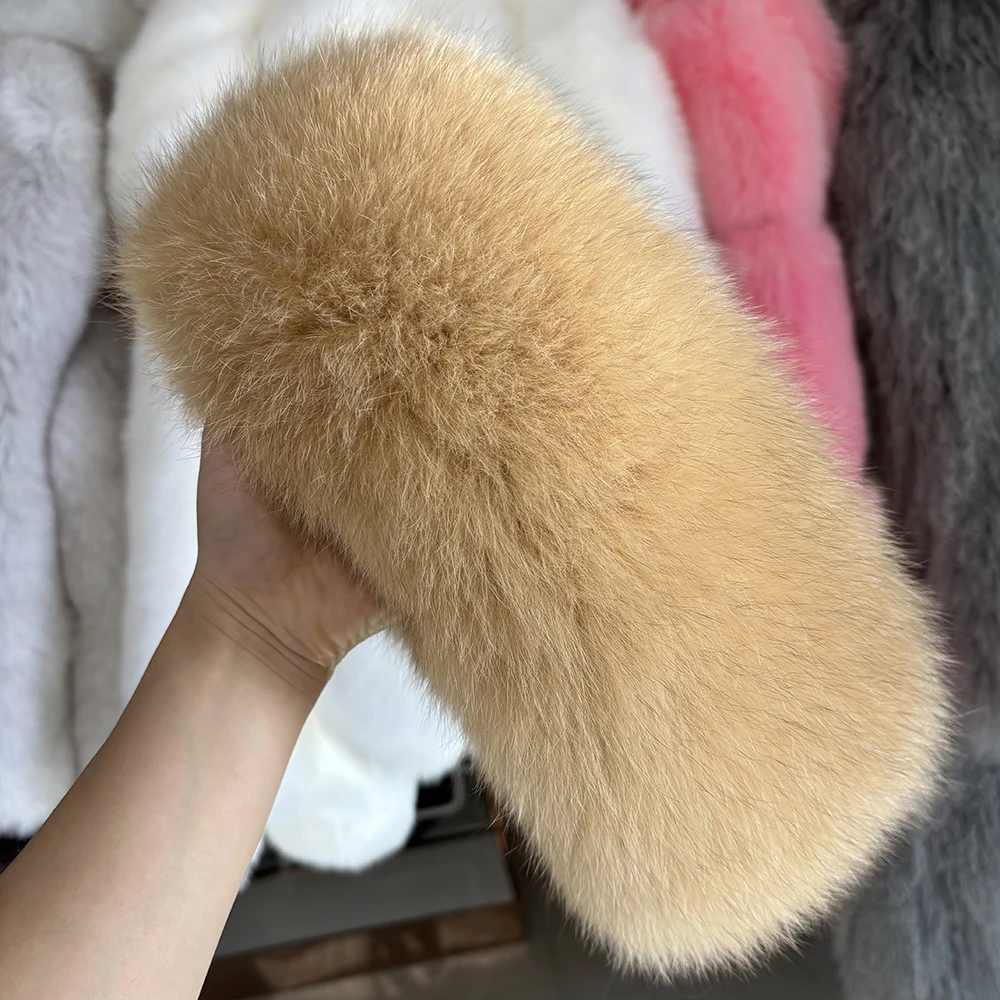 YOLOAgain Real Fox Fur Headband Women Lady Warm Soft Good Elastic Genuine Fox Fur Ring Scarves