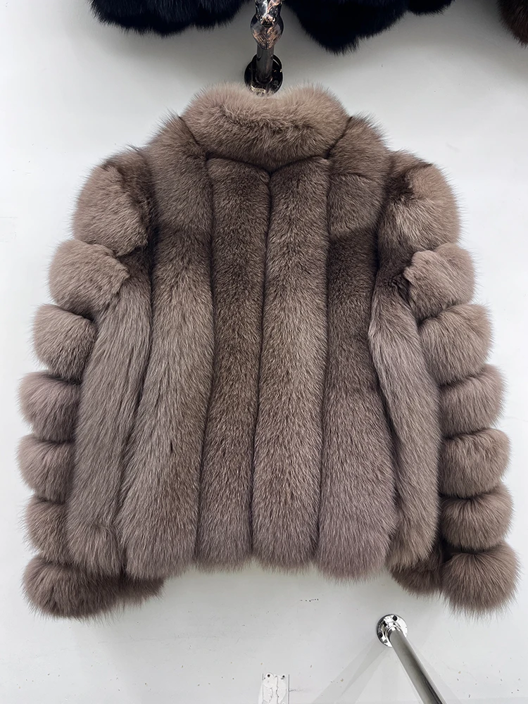 Fashion Winter Warm Real Fur Coat Women's Natural Natural Fox Fur Coats Fur Furry Leather And Skin Long Sleeve Short Jackets