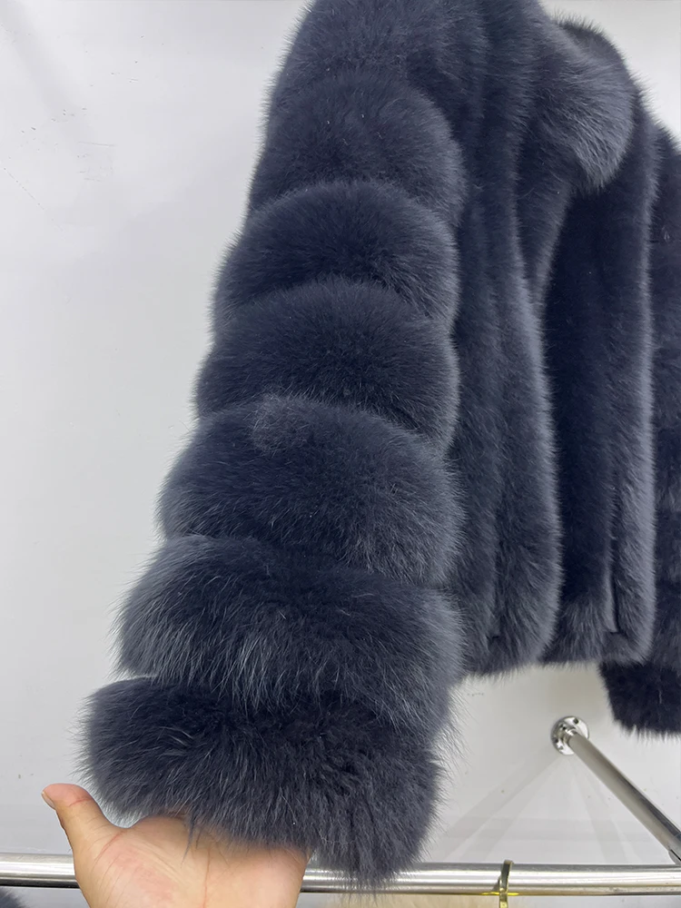Fashion Winter Warm Real Fur Coat Women's Natural Natural Fox Fur Coats Fur Furry Leather And Skin Long Sleeve Short Jackets