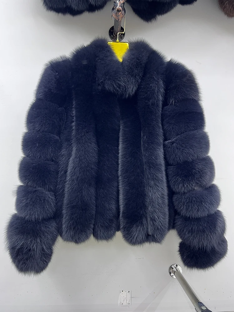 Fashion Winter Warm Real Fur Coat Women's Natural Natural Fox Fur Coats Fur Furry Leather And Skin Long Sleeve Short Jackets