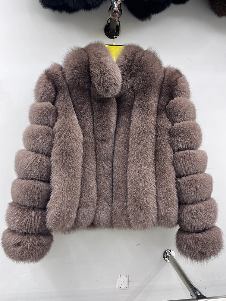 Fashion Winter Warm Real Fur Coat Women's Natural Natural Fox Fur Coats Fur Furry Leather And Skin Long Sleeve Short Jackets