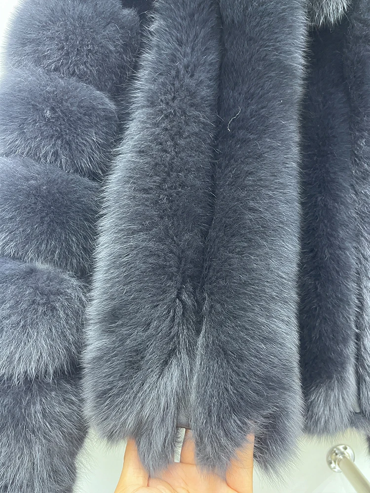Fashion Winter Warm Real Fur Coat Women's Natural Natural Fox Fur Coats Fur Furry Leather And Skin Long Sleeve Short Jackets