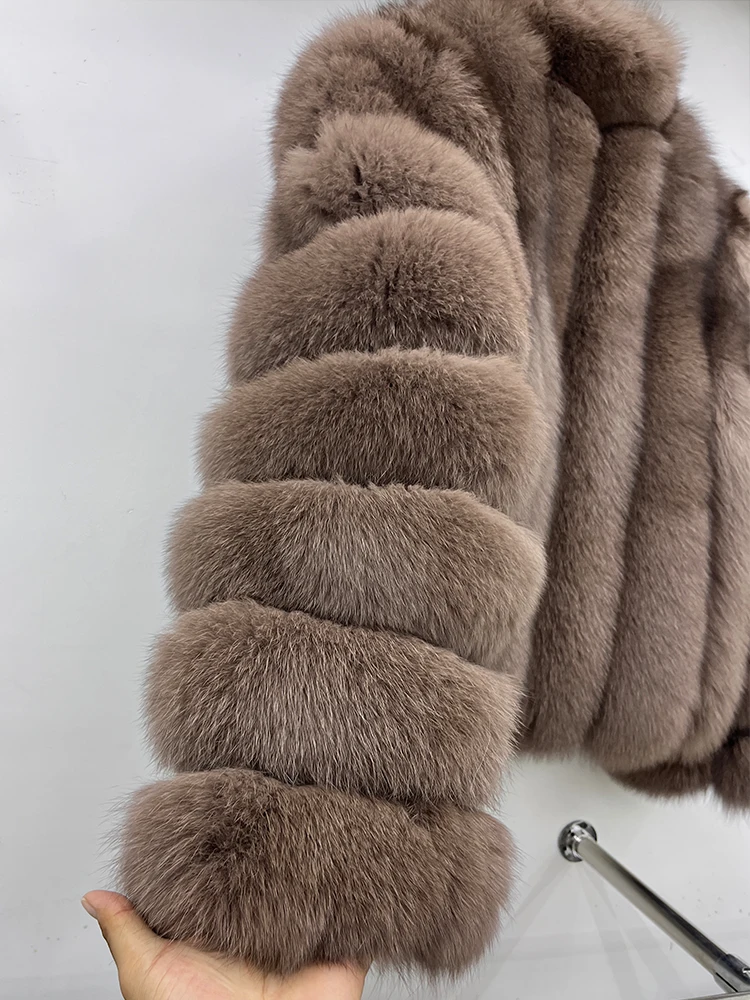 Fashion Winter Warm Real Fur Coat Women's Natural Natural Fox Fur Coats Fur Furry Leather And Skin Long Sleeve Short Jackets