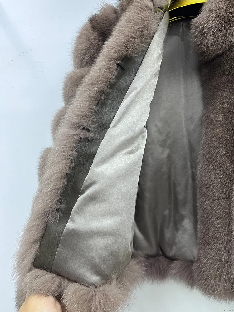 Fashion Winter Warm Real Fur Coat Women's Natural Natural Fox Fur Coats Fur Furry Leather And Skin Long Sleeve Short Jackets