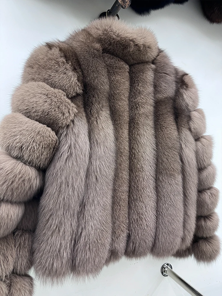 Fashion Winter Warm Real Fur Coat Women's Natural Natural Fox Fur Coats Fur Furry Leather And Skin Long Sleeve Short Jackets