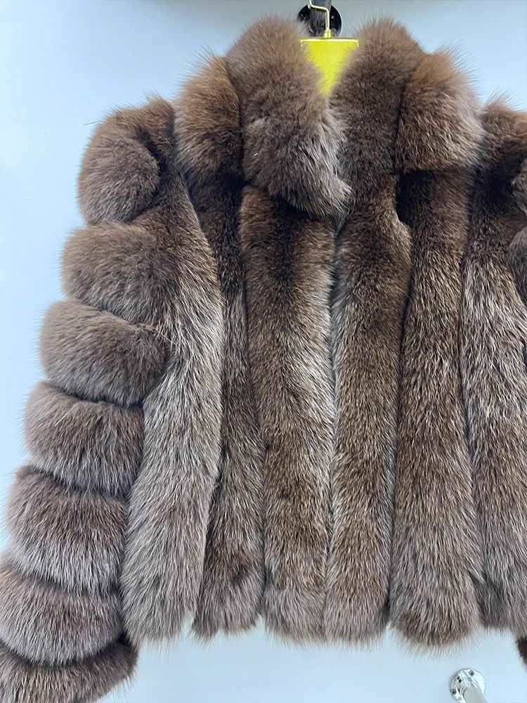 Fashion Winter Warm Real Fur Coat Women's Natural Natural Fox Fur Coats Fur Furry Leather And Skin Long Sleeve Short Jackets
