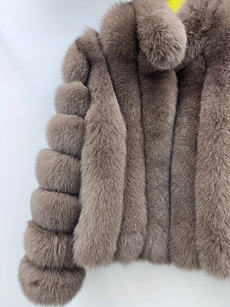 Fashion Winter Warm Real Fur Coat Women's Natural Natural Fox Fur Coats Fur Furry Leather And Skin Long Sleeve Short Jackets