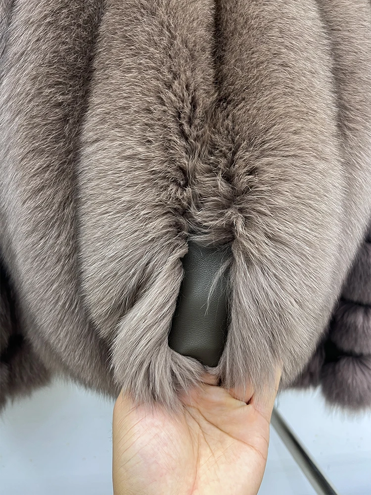 Fashion Winter Warm Real Fur Coat Women's Natural Natural Fox Fur Coats Fur Furry Leather And Skin Long Sleeve Short Jackets